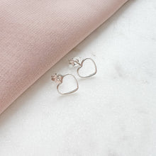 Load image into Gallery viewer, Coup de Coeur Heart Stud Earrings - available in gold and silver
