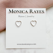 Load image into Gallery viewer, Coup de Coeur Heart Stud Earrings - available in gold and silver
