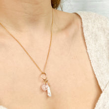 Load image into Gallery viewer, Charmed | Fine Chain Necklace with Pearl, Quartz Heart and Star Charms
