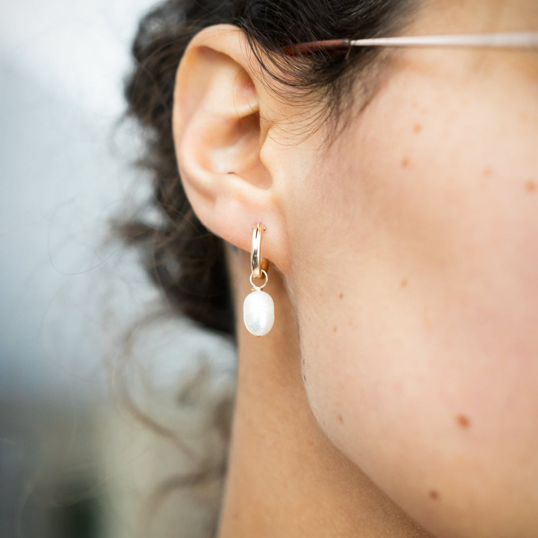 Classic Gold Hoops With Pearl Charms