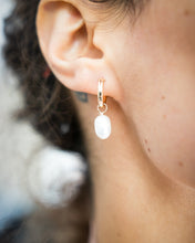 Load image into Gallery viewer, Classic Gold Hoops With Pearl Charms
