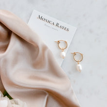 Load image into Gallery viewer, Classic Gold Hoops With Pearl Charms
