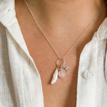 Load image into Gallery viewer, Charmed | Fine Chain Necklace with Pearl, Quartz Heart and Star Charms
